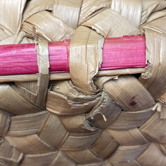 2 Handwoven Natural and Pink Storage Baskets - Picture 12 of 16